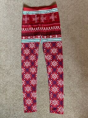 Like New Red Holiday Thermal Leggings size Medium
